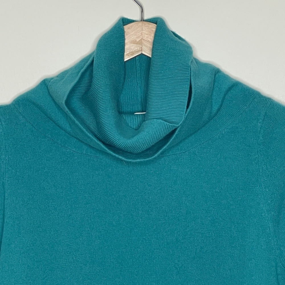 Diane von Furstenberg‎ DVF Teal Wool Cashmere Cowl Neck High-Low Sweater Mens M - Picture 3 of 7